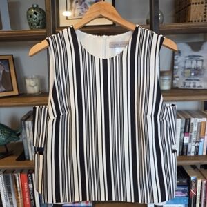Pure Navy Black and White Tailored Sleeveless Top, Size 4